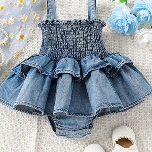 Baby Denim Ruffle Snap Dress